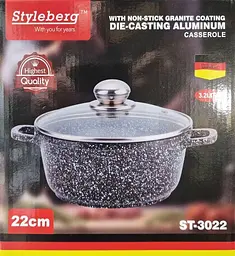 Каструля Styleberg із гранітним антипригарним покриттям 3.2л 22см ST-3022 Чорна - мініатюра 9