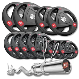 Набір олімпійський Hop-Sport PRO 140кг з W-подібним грифом - мініатюра 1