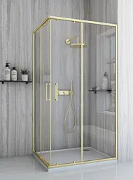 Душова кабіна Rea City 80x100 brushed gold REA-K6445, Золотий, Універсальна, прозорий, золотий - мініатюра 4