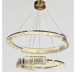 Підвісна LED-люстра Artlight 561/80+60 із двома кришталевими кільцями, латунь, 165 Вт, від 20-30 м² - мініатюра 4