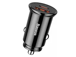 Автомобільний зарядний пристрій BASEUS Circular Plastic USB, Type-C PD3.0, QC4.0 black (CCALL-YS01)
