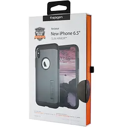 Чохол протиударний із підставкою Spigen Slim Armor 065CS24541 для iPhone XS Max (6.5") Gun Metal - мініатюра 9