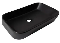 Раковина накладна Qtap Scorpio 550х390х120 мм, Matt Black, прямокутна, без донного клапана QT14112243MBN