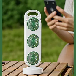 Настільний вентилятор Three Head Fan 1200 mAh Green Epik teh0029512 - мініатюра 9
