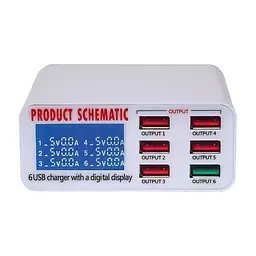 Зарядна станція з індикацією параметрів заряджання WLX-896 (6 USB, Fast Charge 3.0, 40W) - мініатюра 2