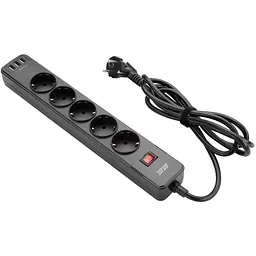  Мережевий фільтр-подовжувачь 2E SP515M2-USB-BK 5хSchuko 3xUSB 2 м 5 розеток 16 A 3.68 кВт