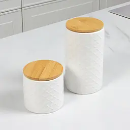 Ємність для зберігання МВМ My Home, 450 мл, біла (KP-18 S WHITE/WOOD) - мініатюра 2