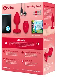 Анальна пробка з вібрацією та панеллю управління B-Vibe Vibrating Heart Plug M/L Red - мініатюра 7