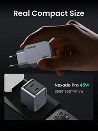 Зарядний пристрій Ugreen Wall Charger x707 2 виходи USB-C GaN 45 W (UGR-35008) - мініатюра 4