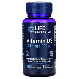 Вітаміни та мінерали Life Extension Vitamin D3 1000 IU, 250 капсул