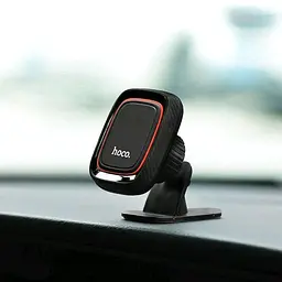 Магнітний автомобільний тримач для телефону в машину на торпеду панель приладів автомобіля HOCO CA24 Lotto Magnetic тримач для смартфона монолітний для водія Чорний - мініатюра 3