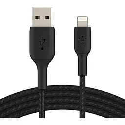 Кабель Belkin USB-A > Lightning заряджання/синхронізації 1м, 12Вт, плетений, чорний teh0013643