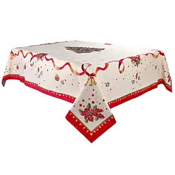 Скатерть Lefard Home Textile Navidad Lurex гобеленовая с люрексом 180х140 см бежево-красная (716-121)