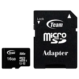 Карта пам'яті Team MicroSDHC 16GB UHS-I Class 10 Black + SD-adapter (TUSDH16GCL10U03)