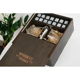 Подарунковий набір Whiskey Stones камені для віскі в дерев'яному пеналі №4 + 4 склянки Bormioli Rocco Dedalo + щипці + мішечок - мініатюра 4