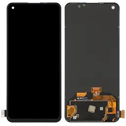 Дисплей Oppo Reno 5 / 6 / Realme GT 5G / GT Master / OnePlus Nord CE 5G / Nord 2 5G чорний, Amoled, оригінал PRC переклеєне скло, p/n: AMS643YE01