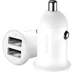 Автомобільний зарядний пристрій Baseus Grain Pro Car Charger Dual USB 4.8A CCALLP-02 White
