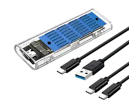 Кишеня Dynamode зовн. для M.2 SSD NVMe/SATA combo ч-з USB3.2 GEN2 Type-C безгвинт. пластик прозора