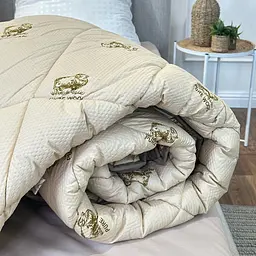 Ковдра євро стьобана зимова зі штучної вовни Leri Max Pur Wool 21471 200х215 см коричнева - мініатюра 4