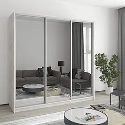 Шафа-купе тридверна MebelStar Комбо AL 3 Дзеркала 210x45x210 см Аляска сірий (MBS-3281)