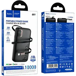 Зовнішній акумулятор Hoco Q51 Key 10000mAh 20W Black (6942007671514) [172717] - мініатюра 6