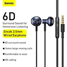 Дротові навушники Baseus Encok H19, 3.5mm, 1.2m (NGH19-03) black - мініатюра 8