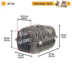 Переноска для собак та котів Ferplast Jet 20 фіолетова до 8 кг 37x57x33 см 73045099 - мініатюра 2