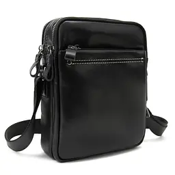 Месенджер кожаный чорний Tiding Bag 8713A