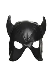 Маска Master Series Dungeon Demon Bondage Mask with Horns - Black - мініатюра 2