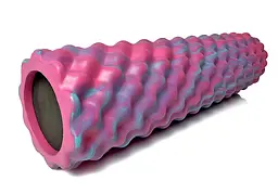 Масажний ролик EasyFit Bubbles 45 см Рожевий-блакитний (EF-3341-1-P)