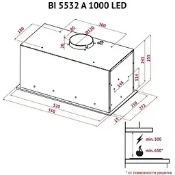 Витяжка вбудована Perfelli BI 5532 A 1000 BL LED - мініатюра 13