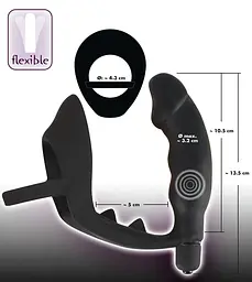 Ерекційне кільце з анальною пробкою Orion Black Velvets Ring Vibro Plug - мініатюра 9
