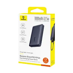 Зовнішній акумулятор Baseus EnerFill FP21 Power Bank 10000mAh 22.5W Cosmic Black (Includes Simple Type-C to Type-C Cable 20V/3A 30cm Black) (P1008210D123-00) - мініатюра 2