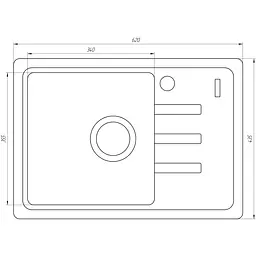 Гранітна мийка Globus Lux MONO графіт 620х435мм-А0001 - мініатюра 6