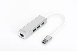 Разветвитель-хаб USB 3.0 Digitus DA702501 Hub, 3-port и сетевой адаптер Gigabit - мініатюра 1