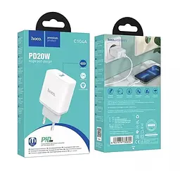 МЗП Hoco C104A Stage single port PD20W charger ( EU ) White - мініатюра 2