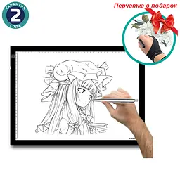 LED планшет Huion A3 світлокопіювальний + рукавичка