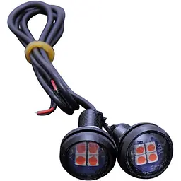 Денні ходові вогні ДХО очі врізні LED D23 мм / 3W / 12V / Червоні 2 шт.
