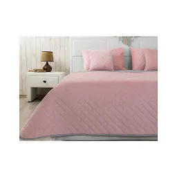 Покривало Руно Pink and Grey ромб велюр 180х220 (340.55_Pink and Grey ромб) - мініатюра 3