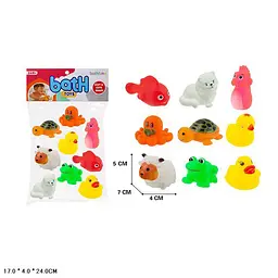Набір гумових стравоходів для купання Soft & Cute Shapes, 9 фігурок тварин (88-47) в асортименті
