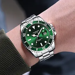 Наручний годинник чоловічий Guanquin Materhorn 5 Bar Сріблястий (3526) - мініатюра 3