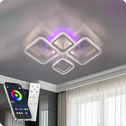 Люстра світлодіодна 517 Light 3color з пультом 96Вт Білий (02063)
