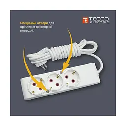 Мережевий подовжувач TECCO 1.5м 2 поста white (8681277843433) - мініатюра 7
