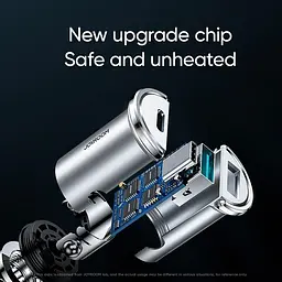 Адаптер автомобільний JOYROOM Mini dual-port ring-pull fast car charger C-A45 1USB і 1Type-c 5A20W - мініатюра 6