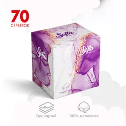 Серветки косметичні Chisto Softa Violet, сухі тришарові, 70 шт. - мініатюра 2