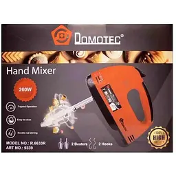 Ручний міксер Domotec R.6633R із насадками для замішування крутого тіста 260 Вт Червоний - мініатюра 4