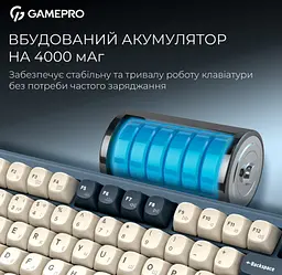 Механічна ігрова клавіатура GamePro MK-266-BL Asgard Yord Keychron Super Red Switch Bluetooth 5.2/2.4 ГГц/USB Blue - мініатюра 13