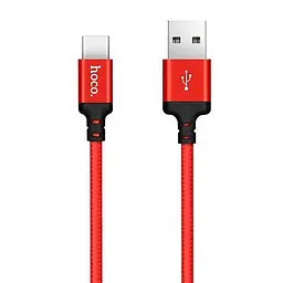 Кабель HOCO X14 USB для Type-C 3A, 1m, нілон, алюмінієві connectors, Чорний-Червоний