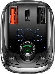 Автомобільний FM-модулятор Baseus T-Typed Bluetooth CCTM-B01 (2USB/1Type-C/36W) Чорний - мініатюра 4