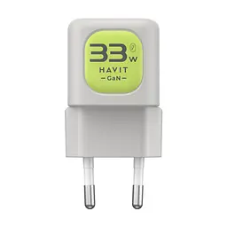 Зарядний пристрій HAVIT HV-UC230 GaN 33W USB-A+USB-C Gray/Green HAVIT (29274-000) - мініатюра 4